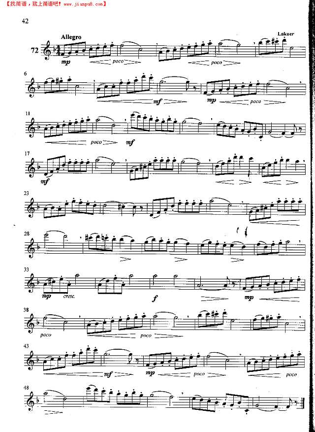 萨克斯管练习曲第100—042页萨克斯谱