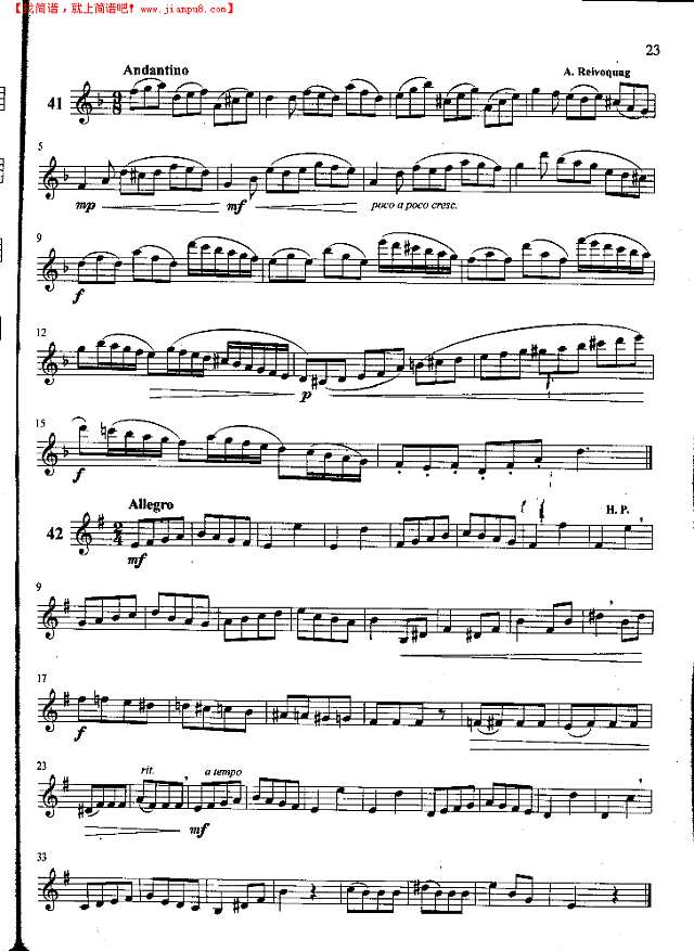 萨克斯管练习曲第100—023页萨克斯谱