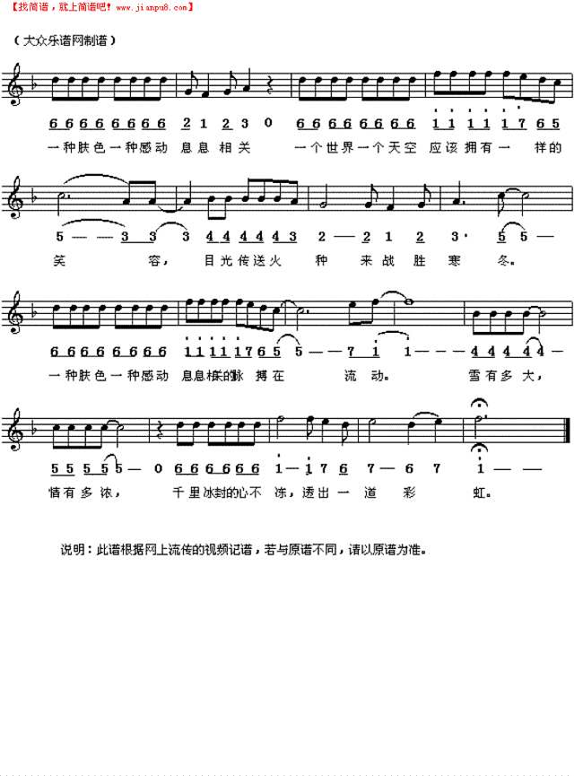 雪中送暖    (香港百名艺人关爱内地灾民集体演唱的歌曲)简谱