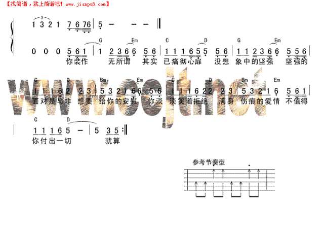 还有我(简谱+吉它谱)吉他谱