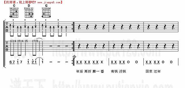 有钱没钱回家过年吉他谱