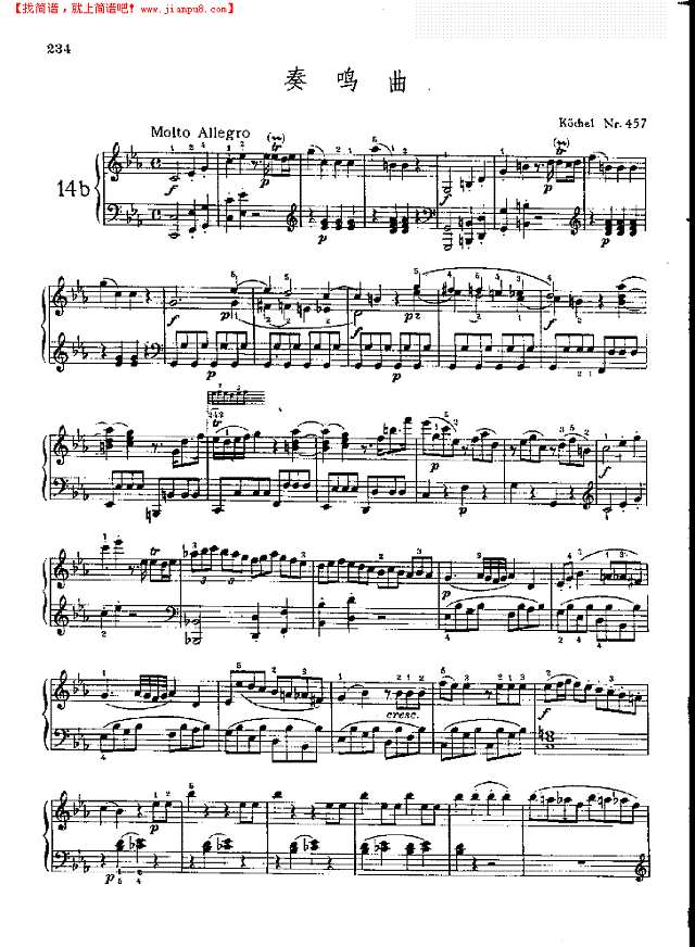 奏鸣曲Nr.457钢琴谱