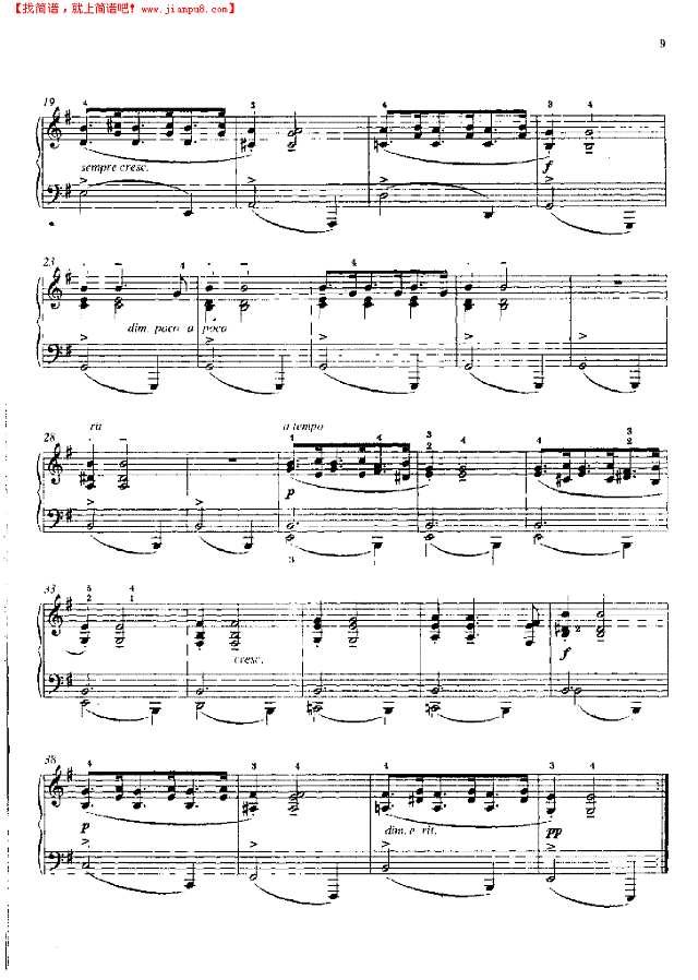 民歌—格里格(作品38之2)钢琴谱