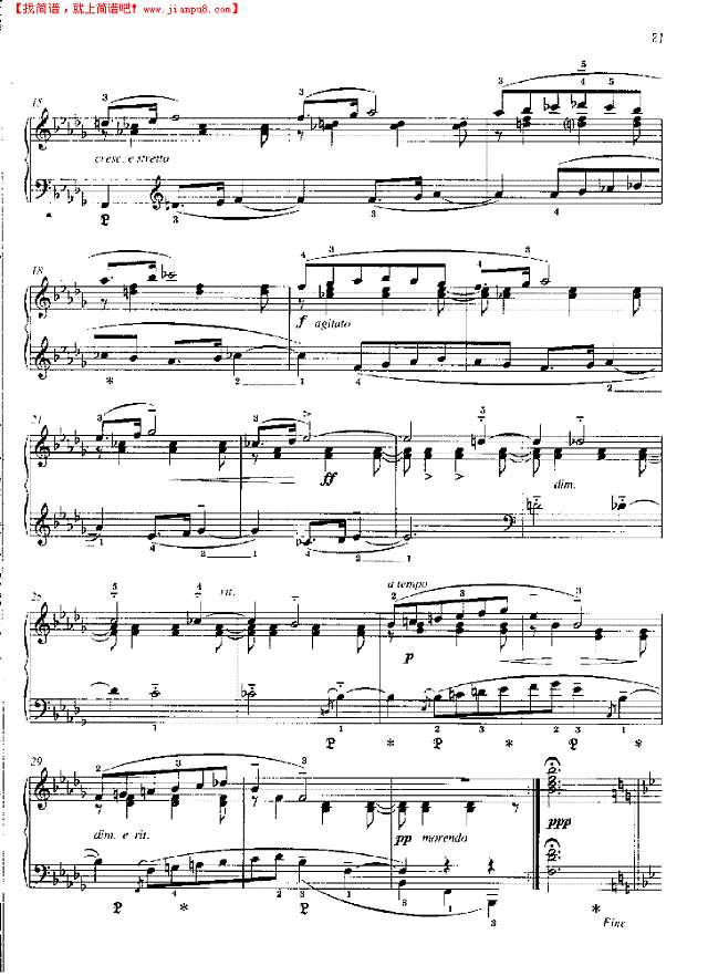 卡农—格里格(作品38之8).钢琴谱