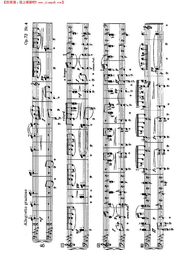 斯拉夫舞曲（四手联弹）钢琴谱