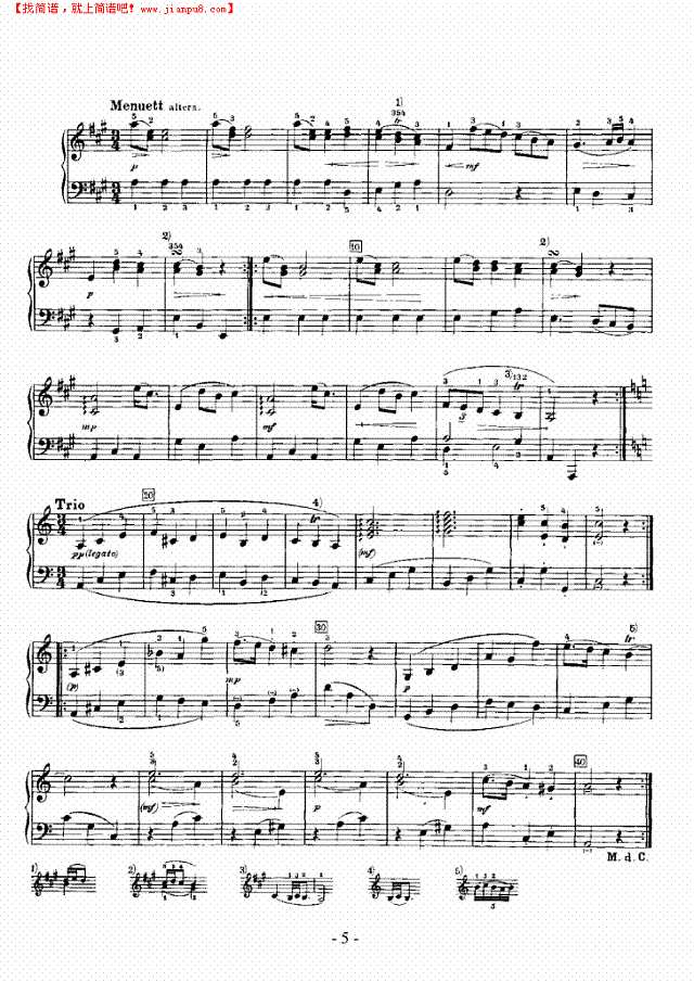 A大调奏鸣曲（嬉游曲）钢琴谱