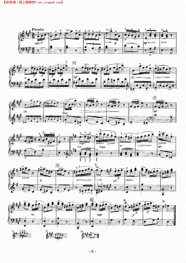 A大调奏鸣曲（嬉游曲）钢琴谱