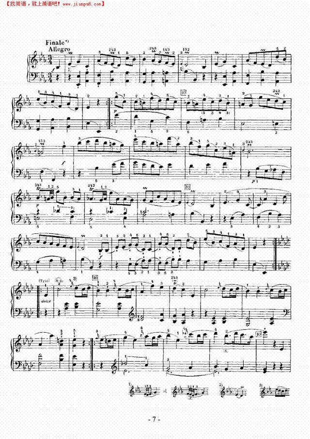 降E大调奏鸣曲钢琴谱