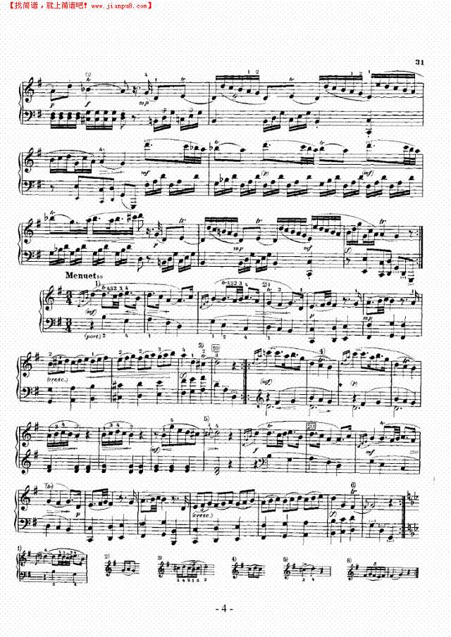 G大调奏鸣曲（嬉游曲）钢琴谱