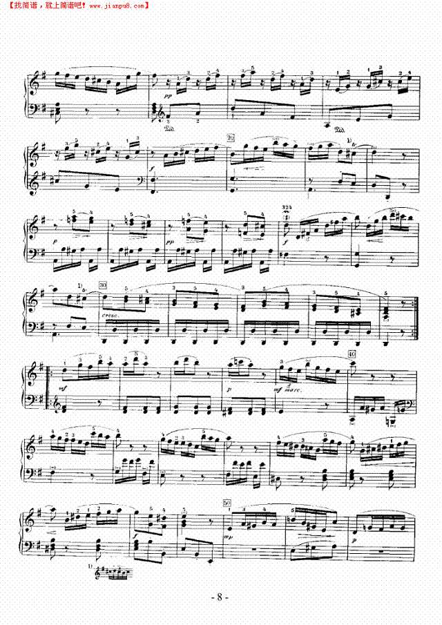 G大调奏鸣曲（嬉游曲）钢琴谱