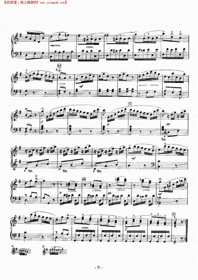 G大调奏鸣曲（嬉游曲）钢琴谱