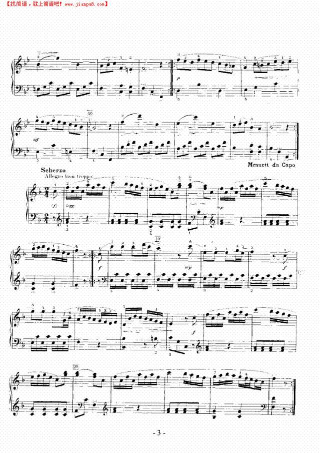 F大调奏鸣曲钢琴谱