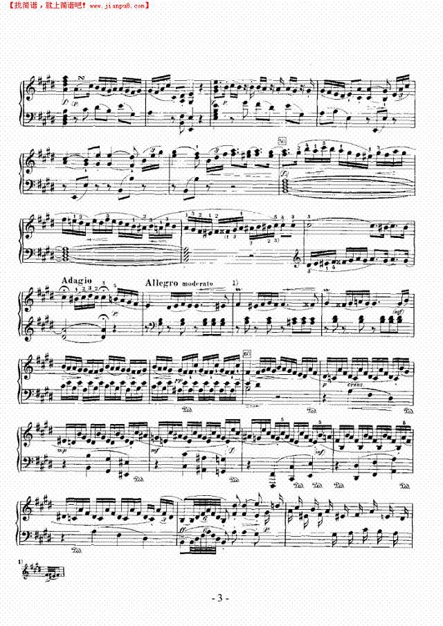 E大调奏鸣曲钢琴谱