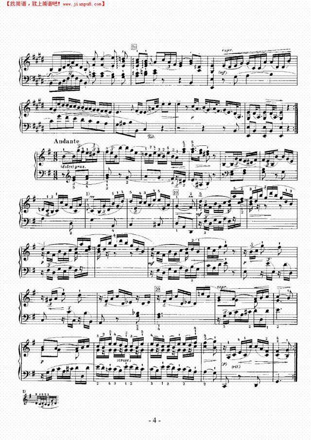 E大调奏鸣曲钢琴谱