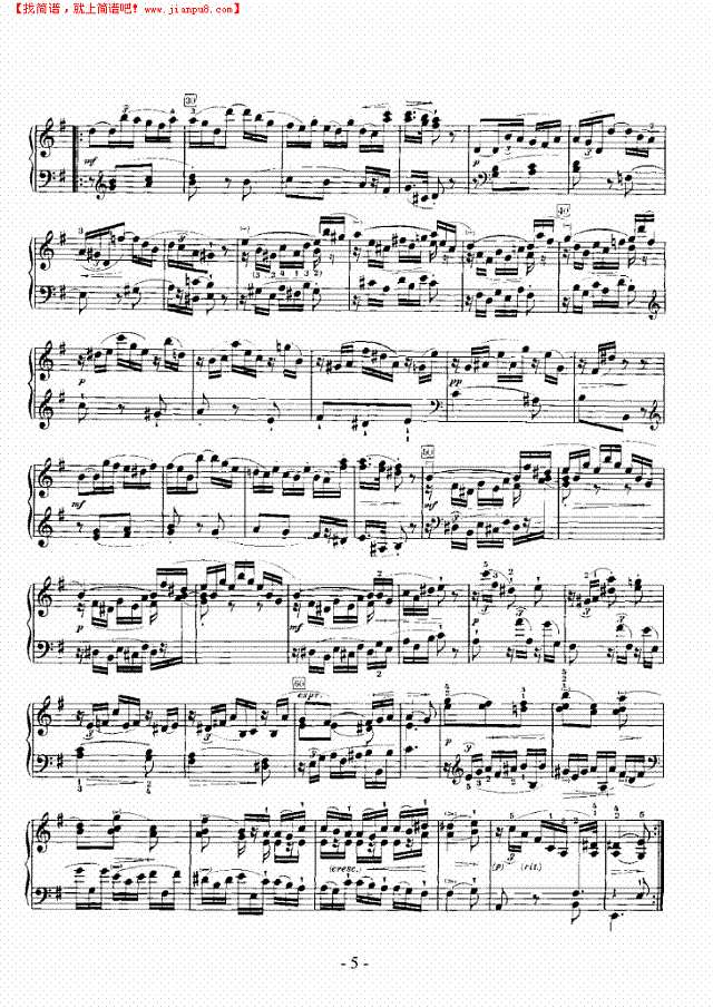 E大调奏鸣曲钢琴谱