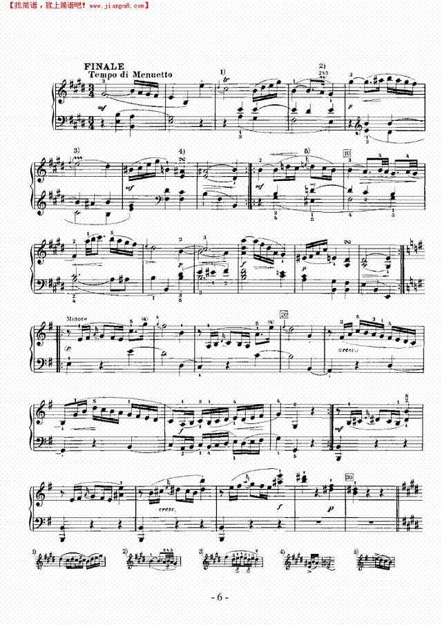 E大调奏鸣曲钢琴谱