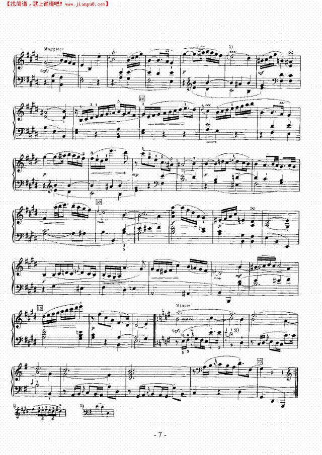 E大调奏鸣曲钢琴谱