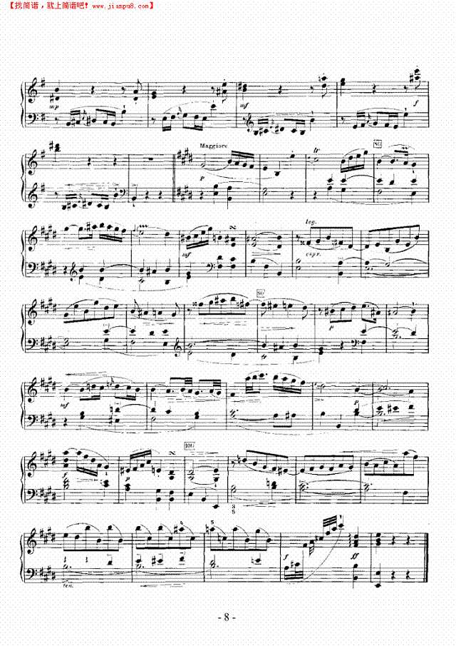 E大调奏鸣曲钢琴谱