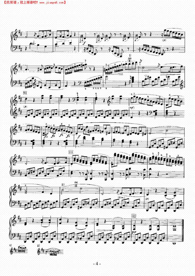 D大调奏鸣曲钢琴谱