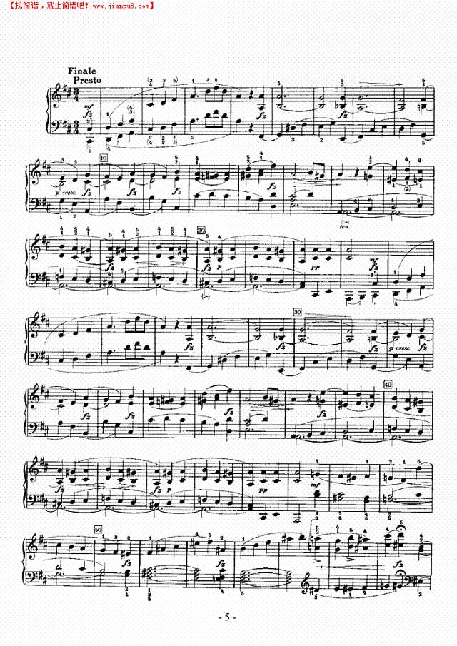 D大调奏鸣曲钢琴谱