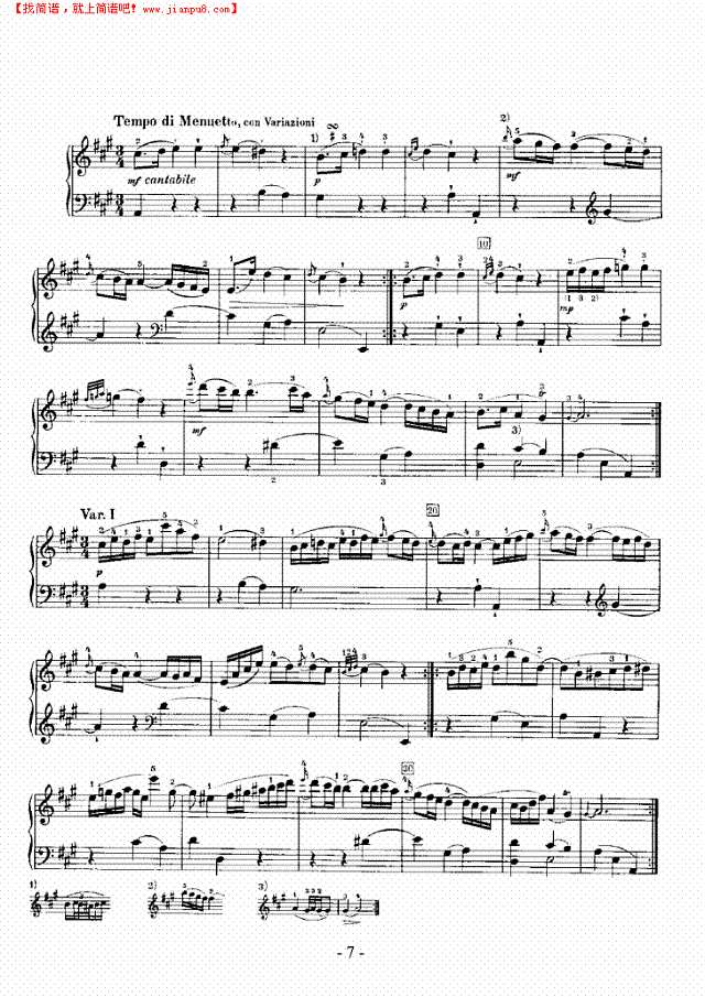 A大调奏鸣曲钢琴谱