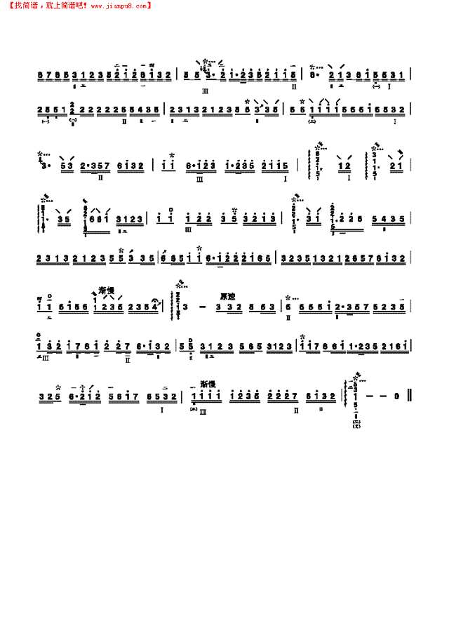 四级乐曲《中花六板》 民乐类 琵琶其他曲谱