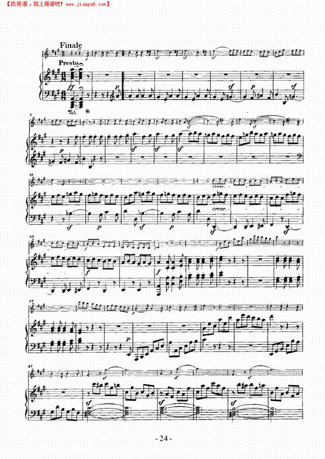 奏鸣曲A大调 歌曲类 钢琴伴奏谱钢琴谱