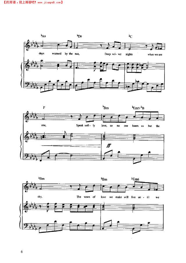 情语缠绵 弹唱版钢琴谱