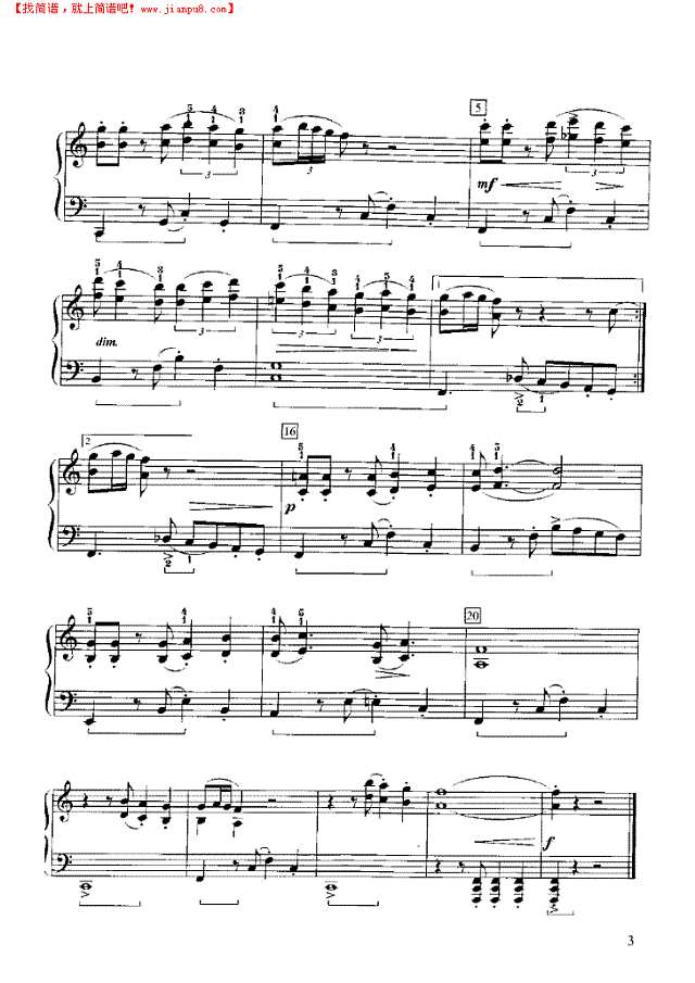 选自《现代风格钢琴小品》钢琴谱