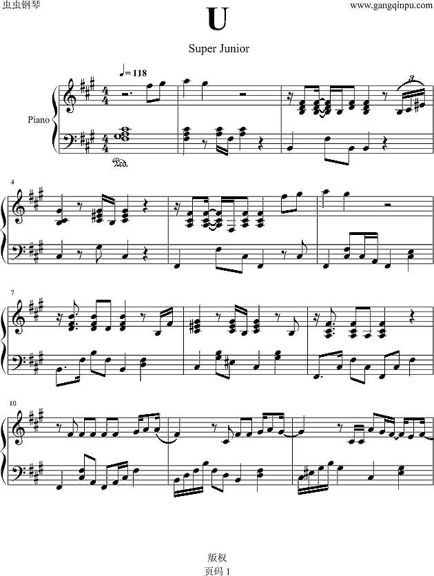 U钢琴谱
