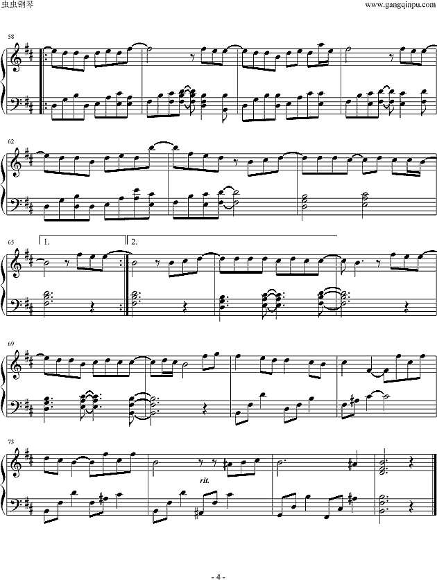 因为我太傻钢琴谱