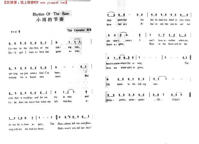 Rhythm of the rian简谱
