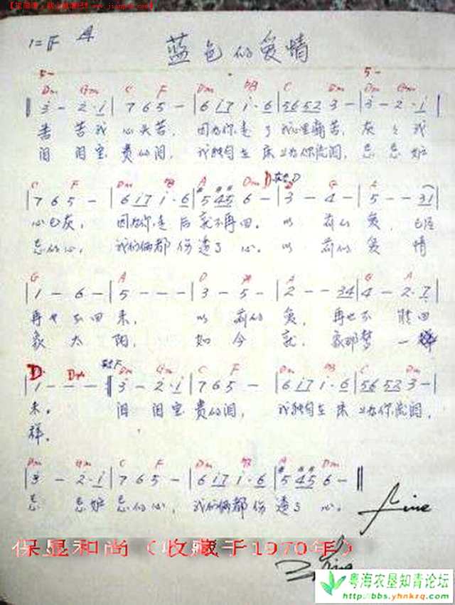 蓝色的爱情简谱