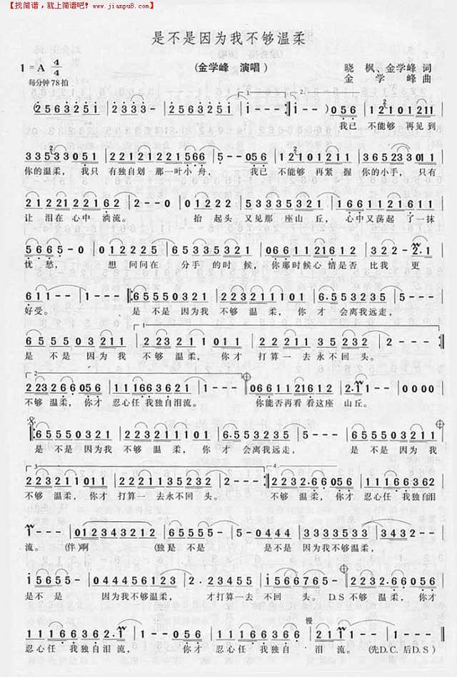是不是因为我不够温柔简谱
