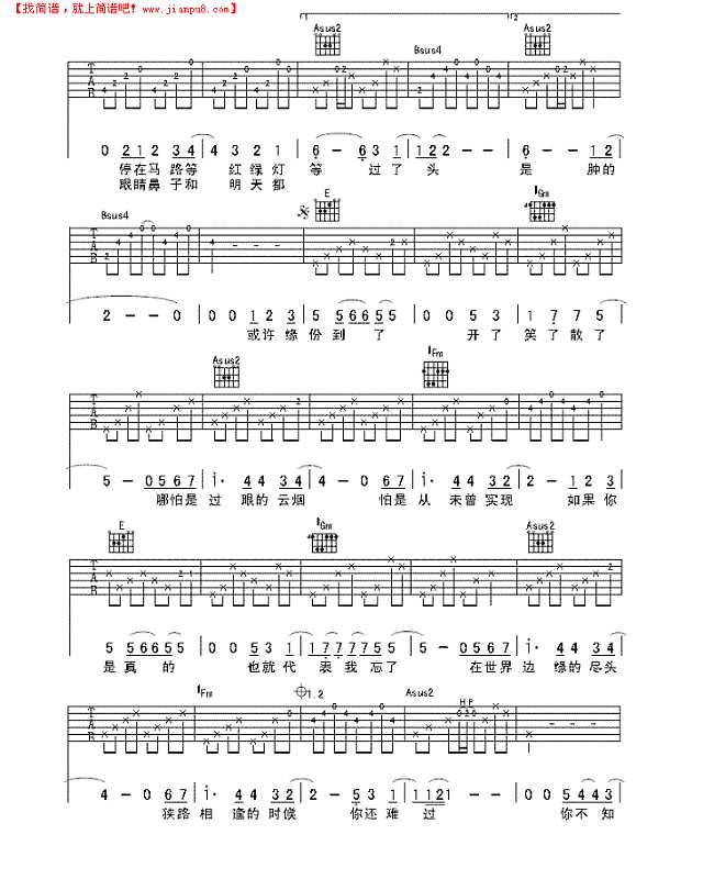 你不知道的我吉他谱