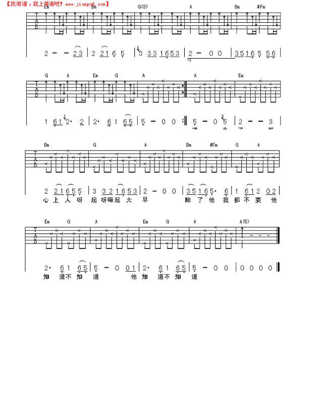知道不知道吉他谱
