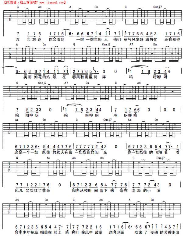 麦田上的乌鸦吉他谱