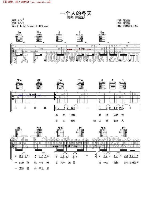 一个人的冬天吉他谱