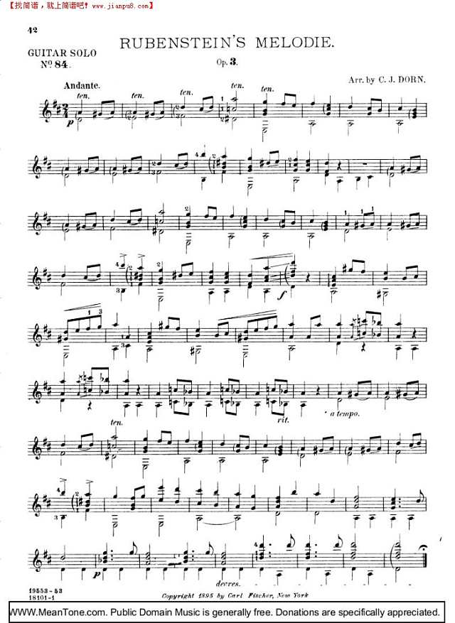 Rubensteins Melodie钢琴谱