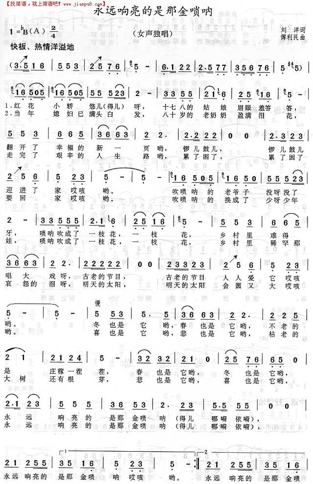 永远响亮的是那金唢呐简谱