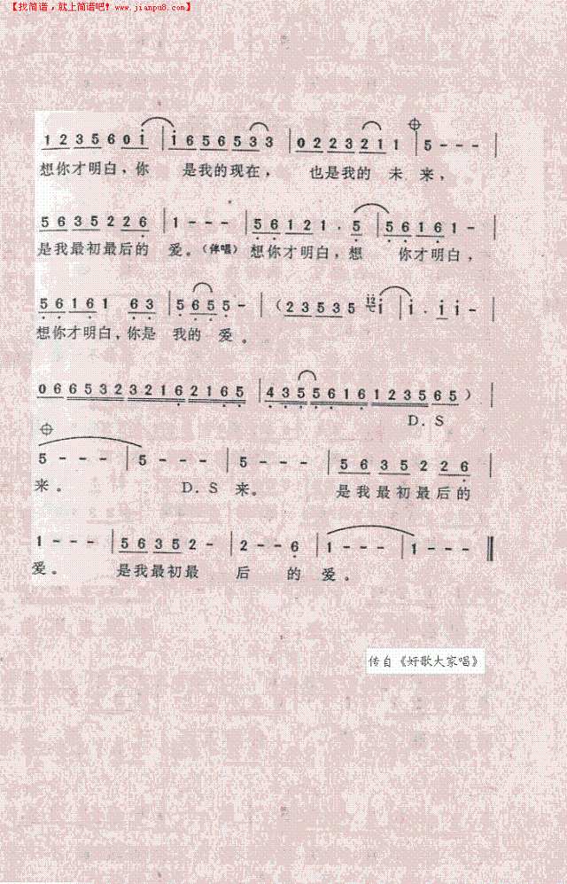 想你才明白简谱