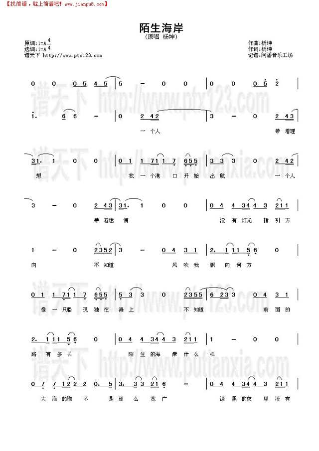陌生海岸吉他谱