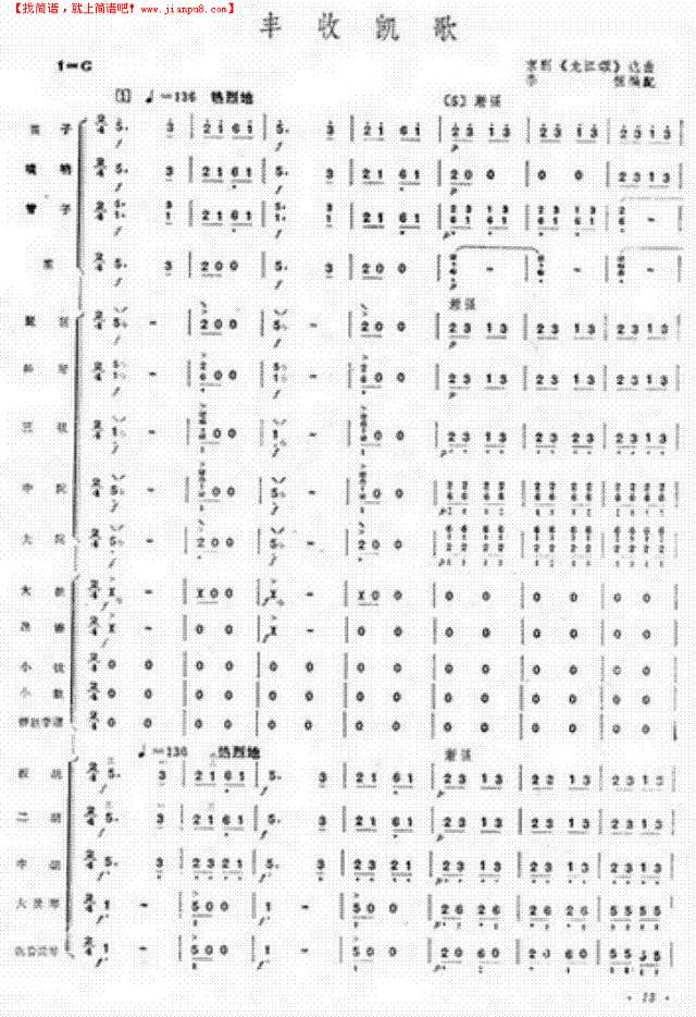 丰收凯歌(民乐合奏)简谱
