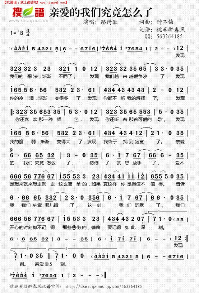 亲爱的我们究竟怎么了简谱
