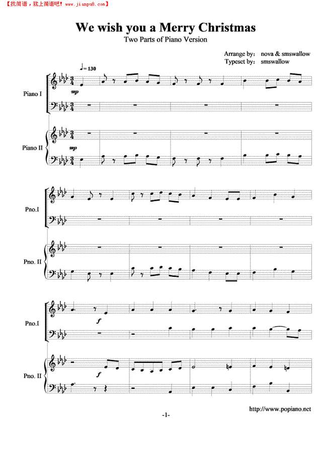 We wish you a Merry Christmas钢琴谱