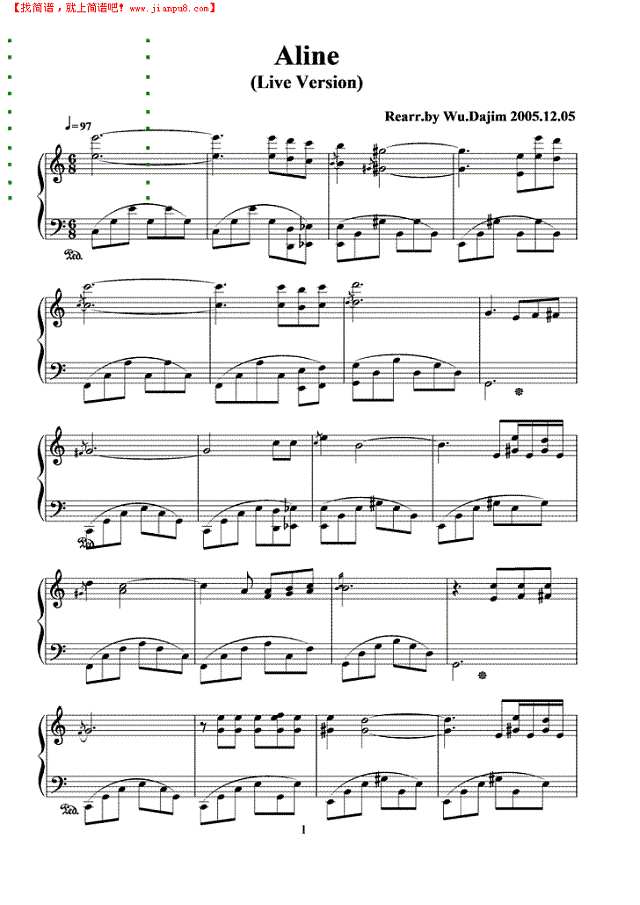 Aline钢琴谱