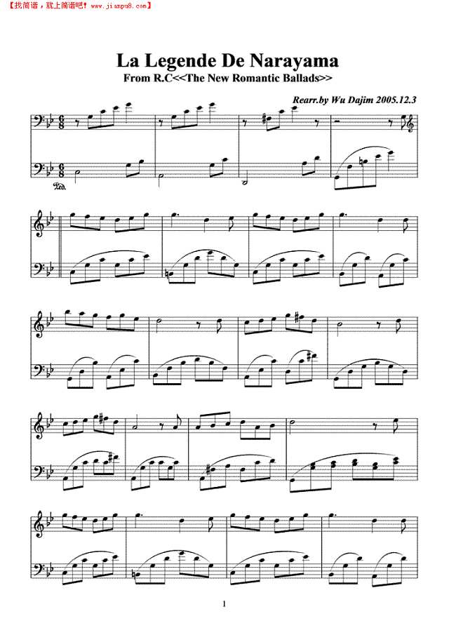 La Legende De Narayama钢琴谱