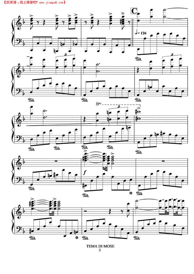 摩西主题钢琴谱