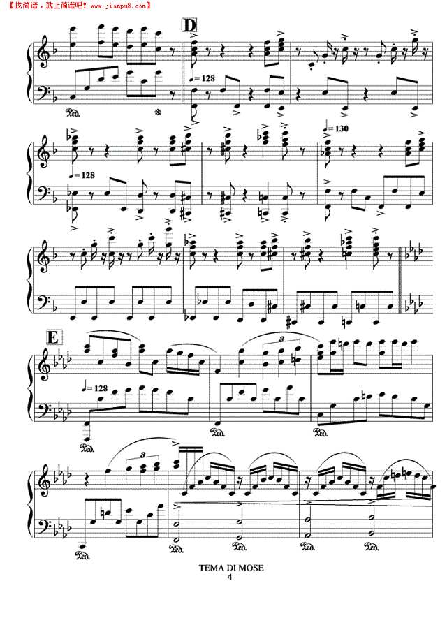 摩西主题钢琴谱