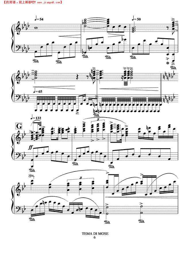 摩西主题钢琴谱